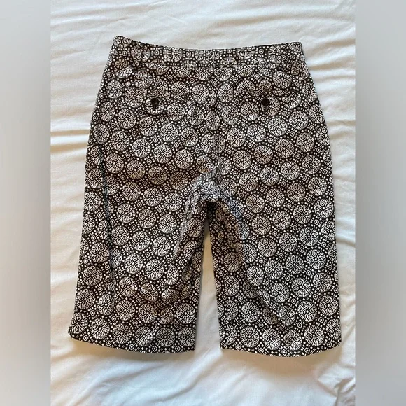 Talbots Chocolate and Ivory Geometric short size 4 - Picture 3 of 10